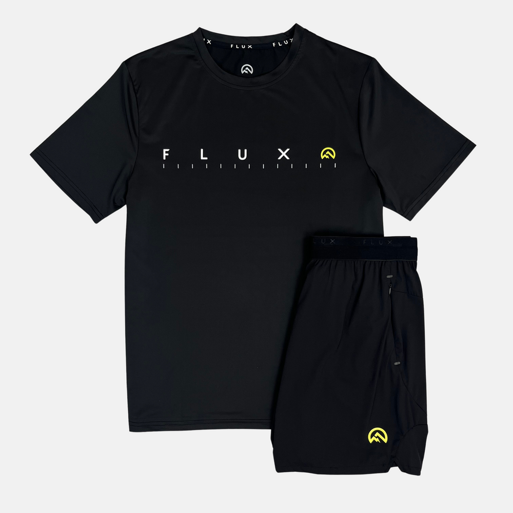 Flux Graphic T-Shirt / Versatility Shorts Set - Black/Neon
