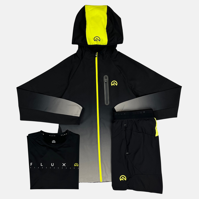 Flux Gradient Jacket / T-Shirt / Shorts Tri Set - Black/Neon