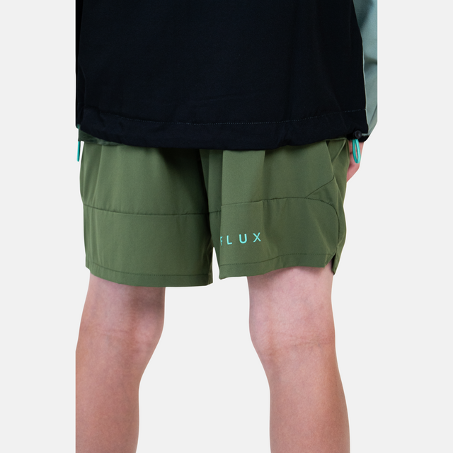 Flux Junior Marl T-Shirt / Versatility Shorts Set - Khaki/Alkaline