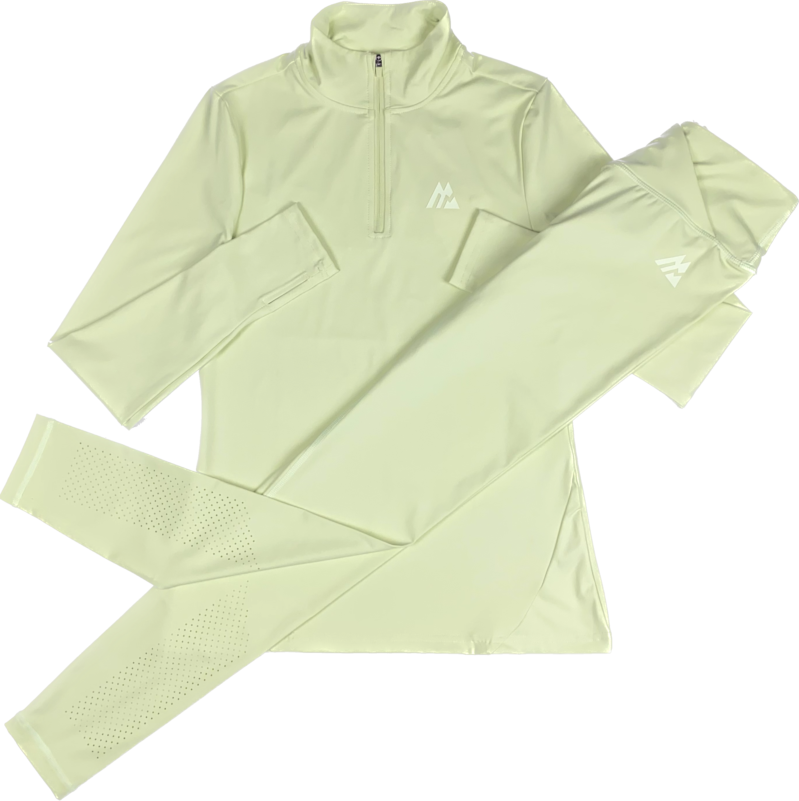 MONTIREX WOMEN’S ELEVATE HALF ZIP LEGGINGS SET - HONEYDEW