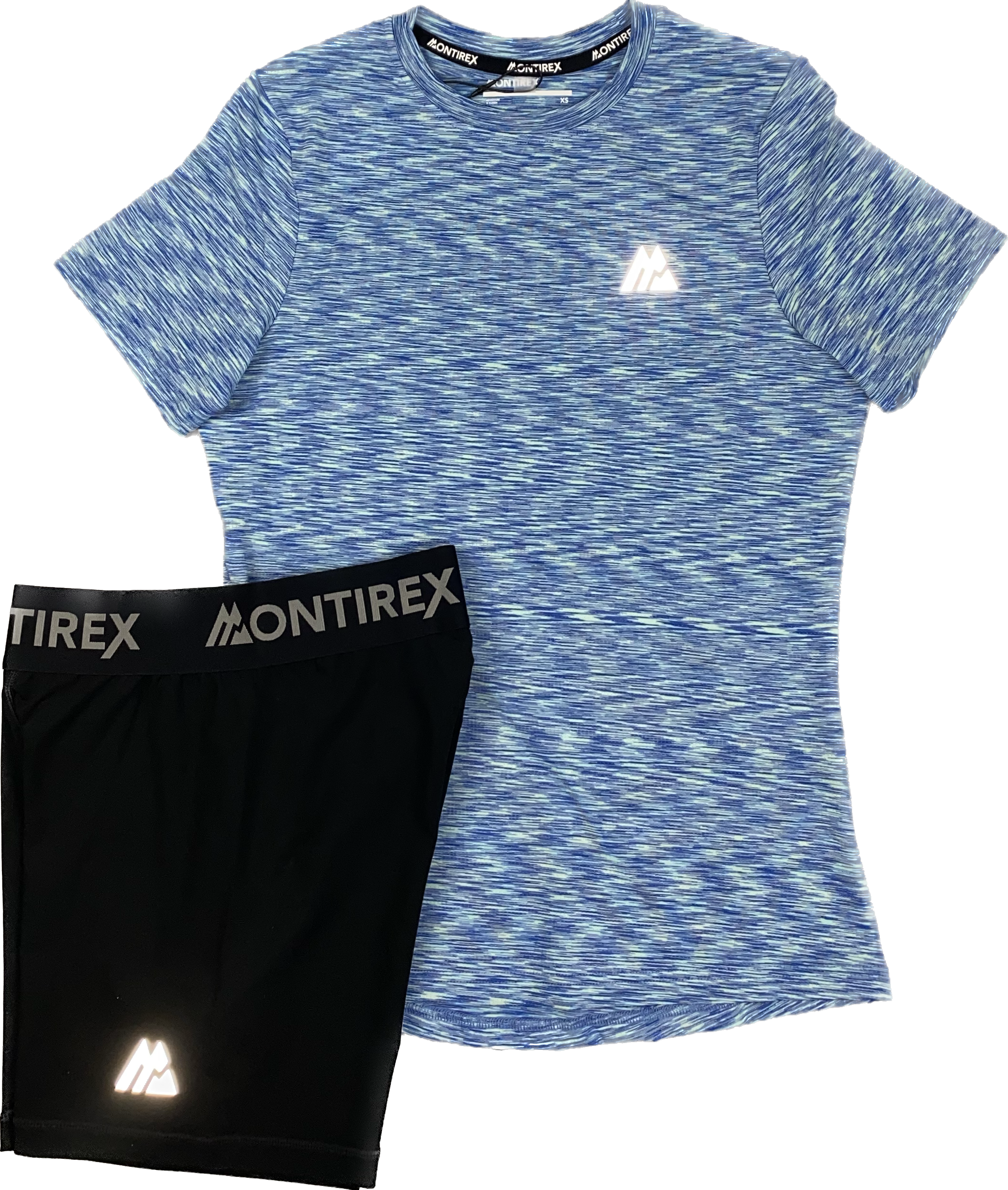 MONTIREX WOMEN’S TRAIL T SHIRT BOOTY SHORTS SET - LIGHT BLUE/BLACK