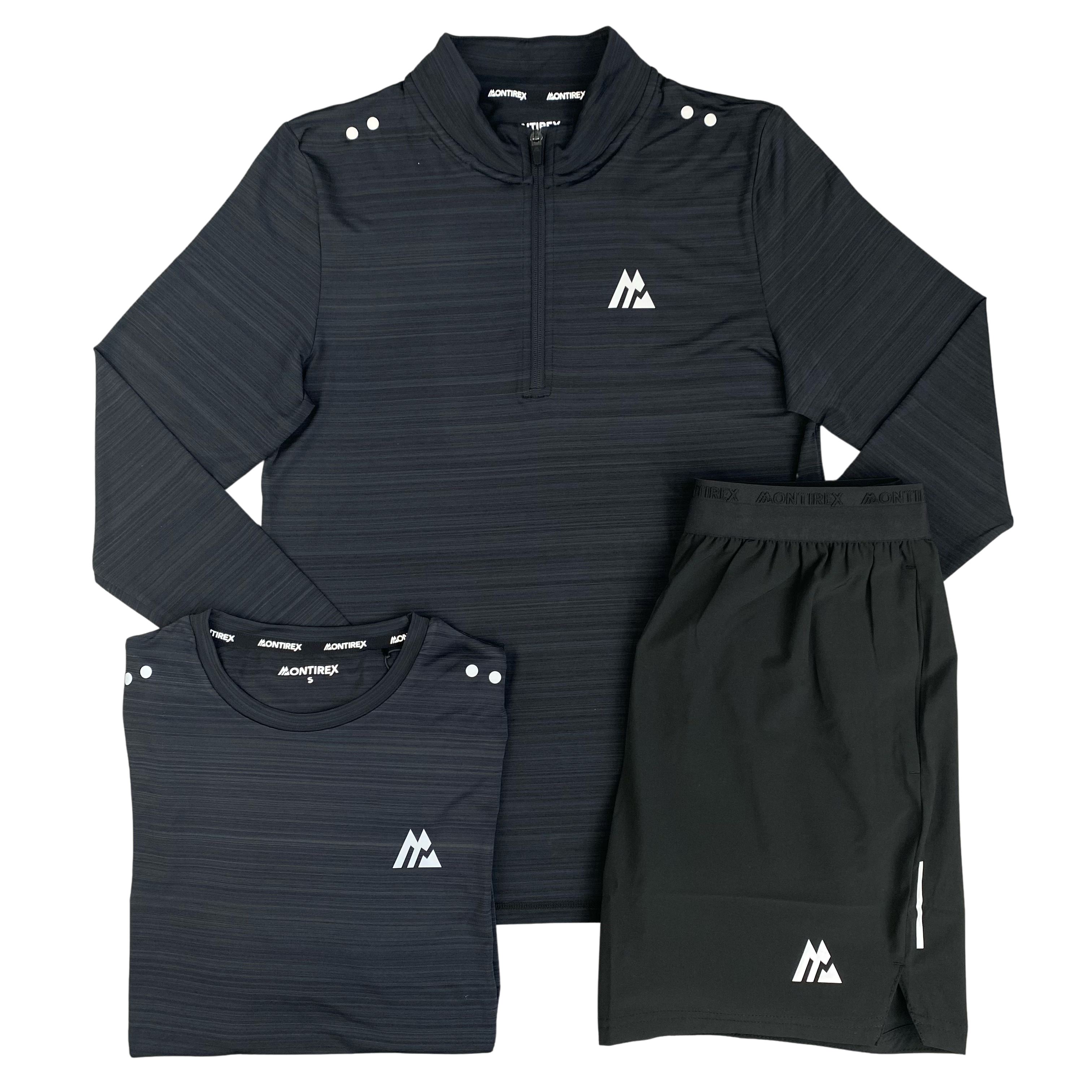 MONTIREX SWIFT HALF ZIP / TSHIRT / FLY SHORTS SET - BLACK