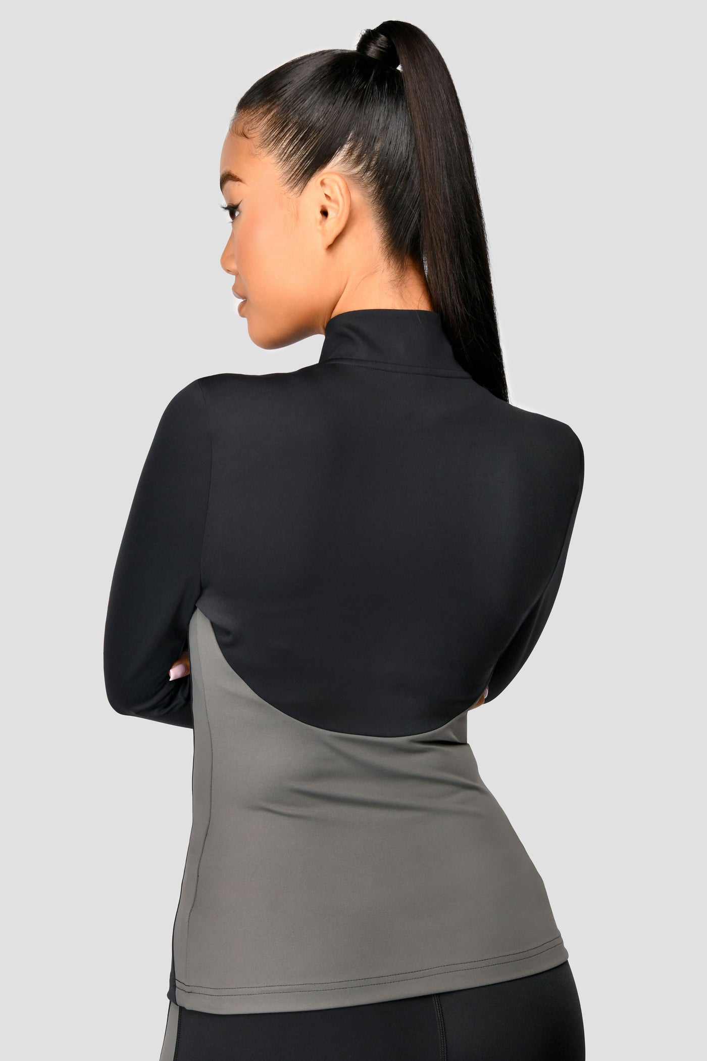 MONTIREX WOMEN'S POWER PANEL HALF ZIP TOP - BLACK/GREY