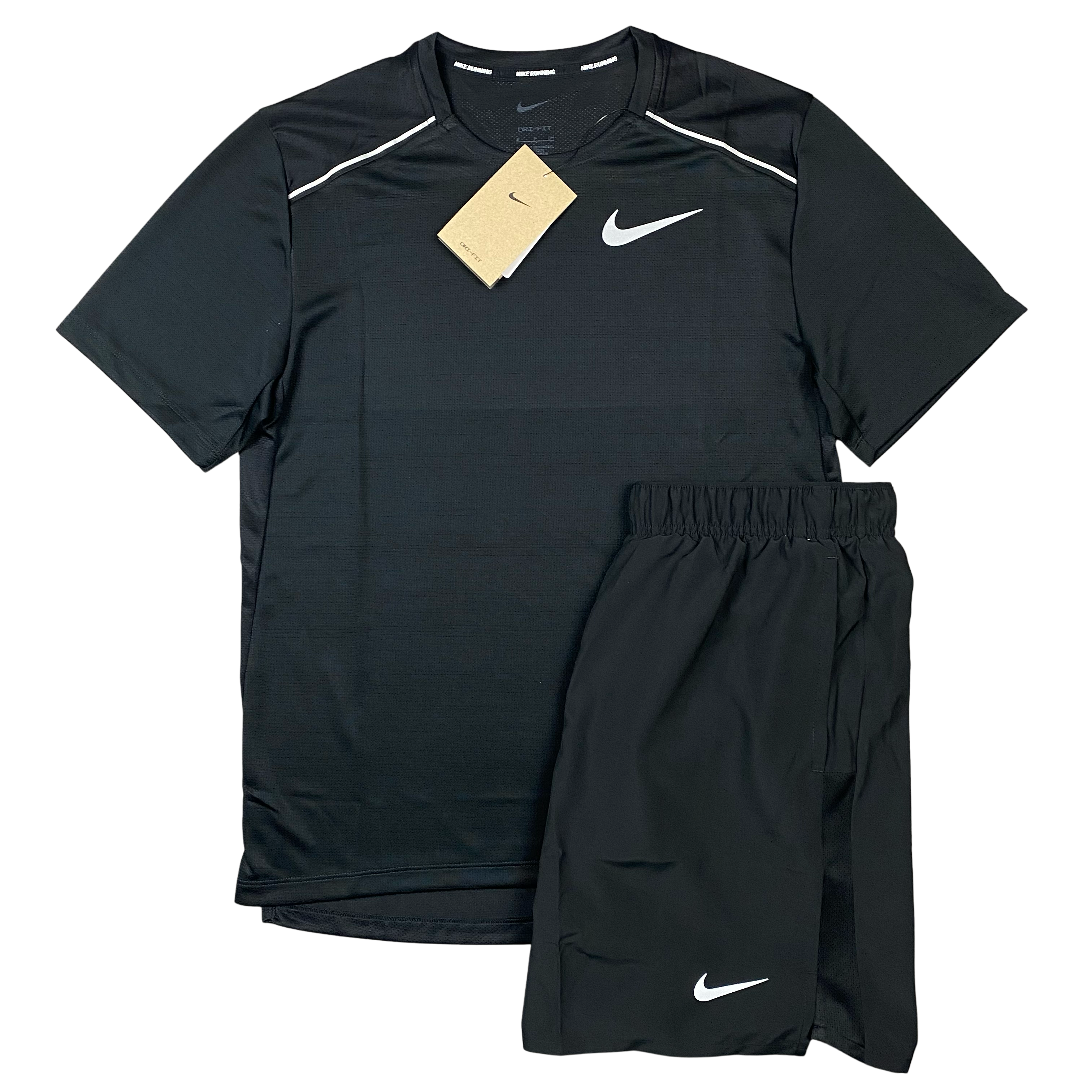 NIKE MILER TSHIRT / CHALLENGER SHORTS SET - BLACK