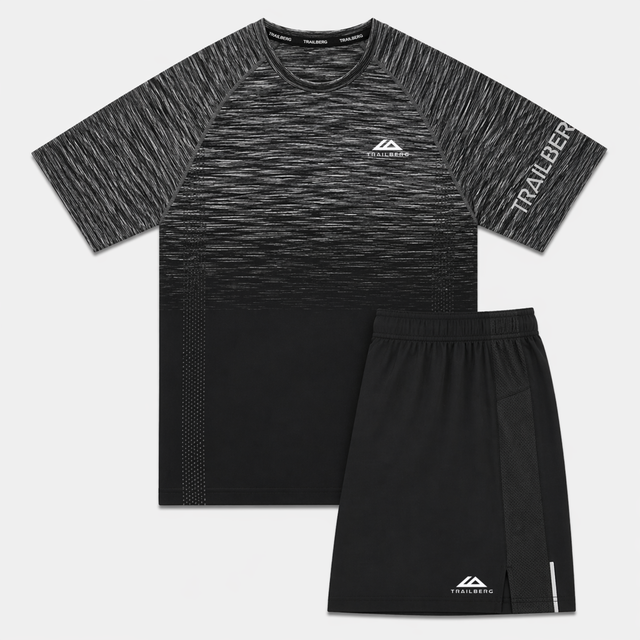 Trailberg Arc Seamless T-Shirt / Shorts Set - Black/Moon Grey