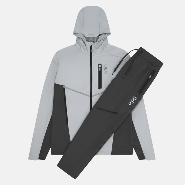 OEX Aspect Tracksuit - Light Grey/Charcoal