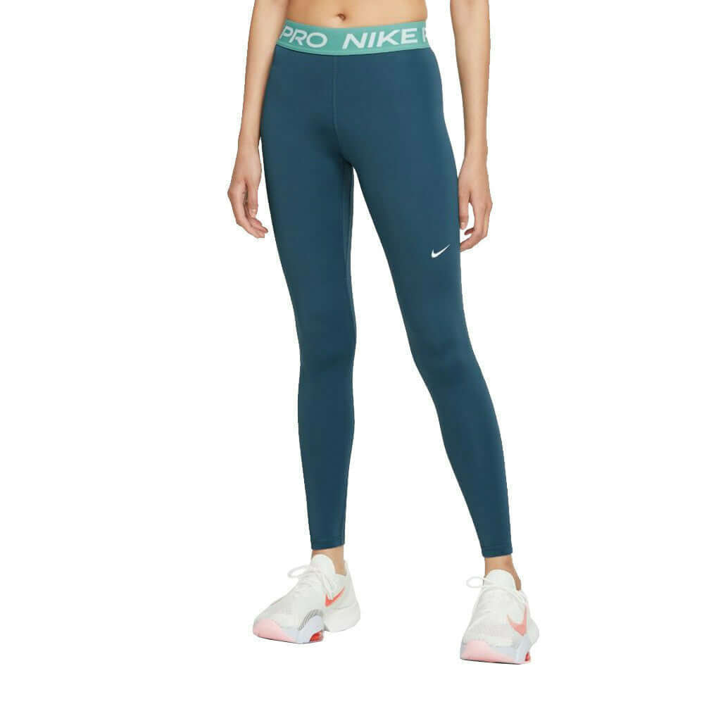 Nike Women's Pro Mid-Rise Allover Print Training Leggings in Blue