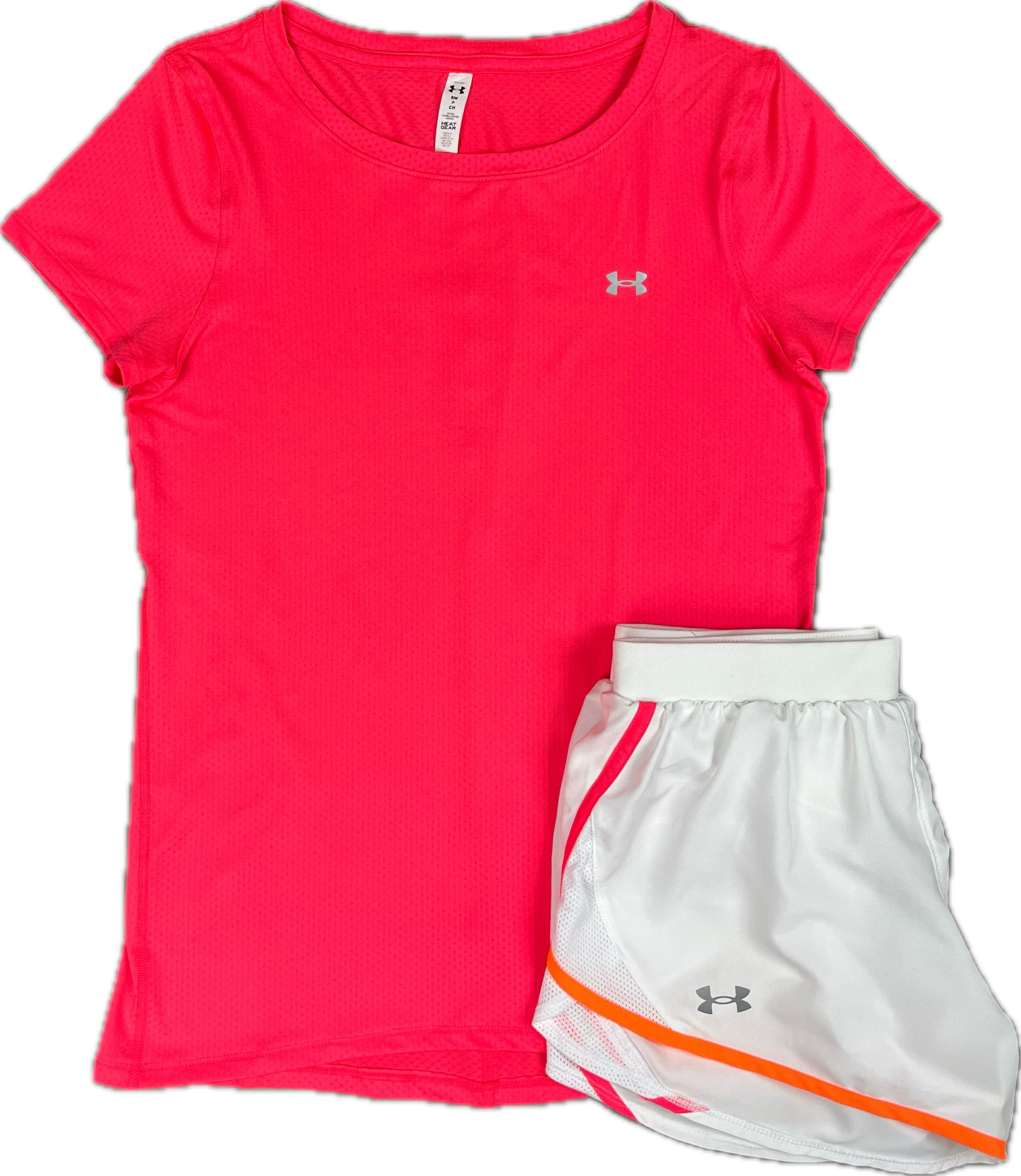 UNDER ARMOUR WOMEN'S T SHIRT FLY SHORTS SET - PINK/WHITE