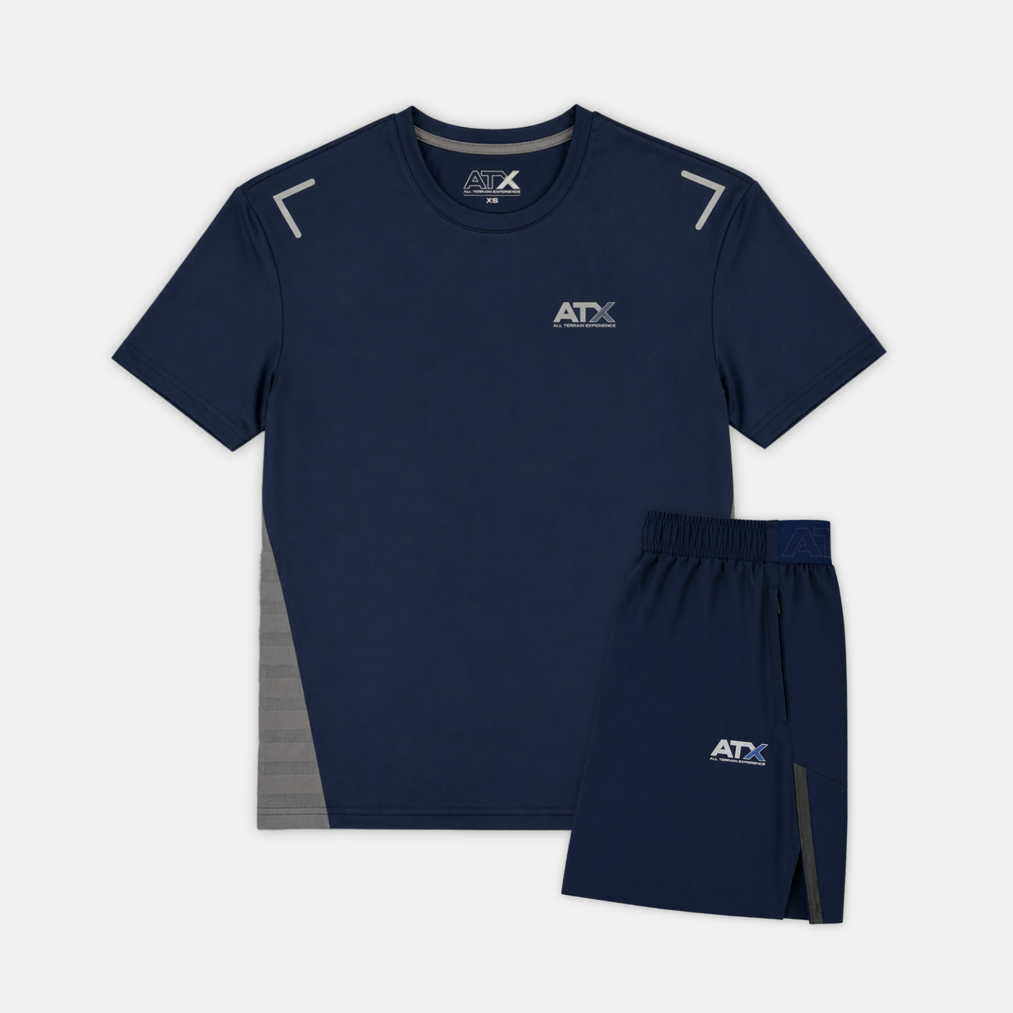 ATX Junior Granite T-Shirt / Shorts Set - Navy/Dark Grey