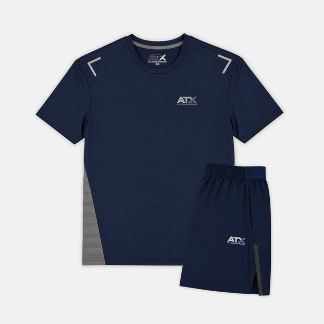 ATX Junior Granite T-Shirt / Shorts Set - Navy/Dark Grey