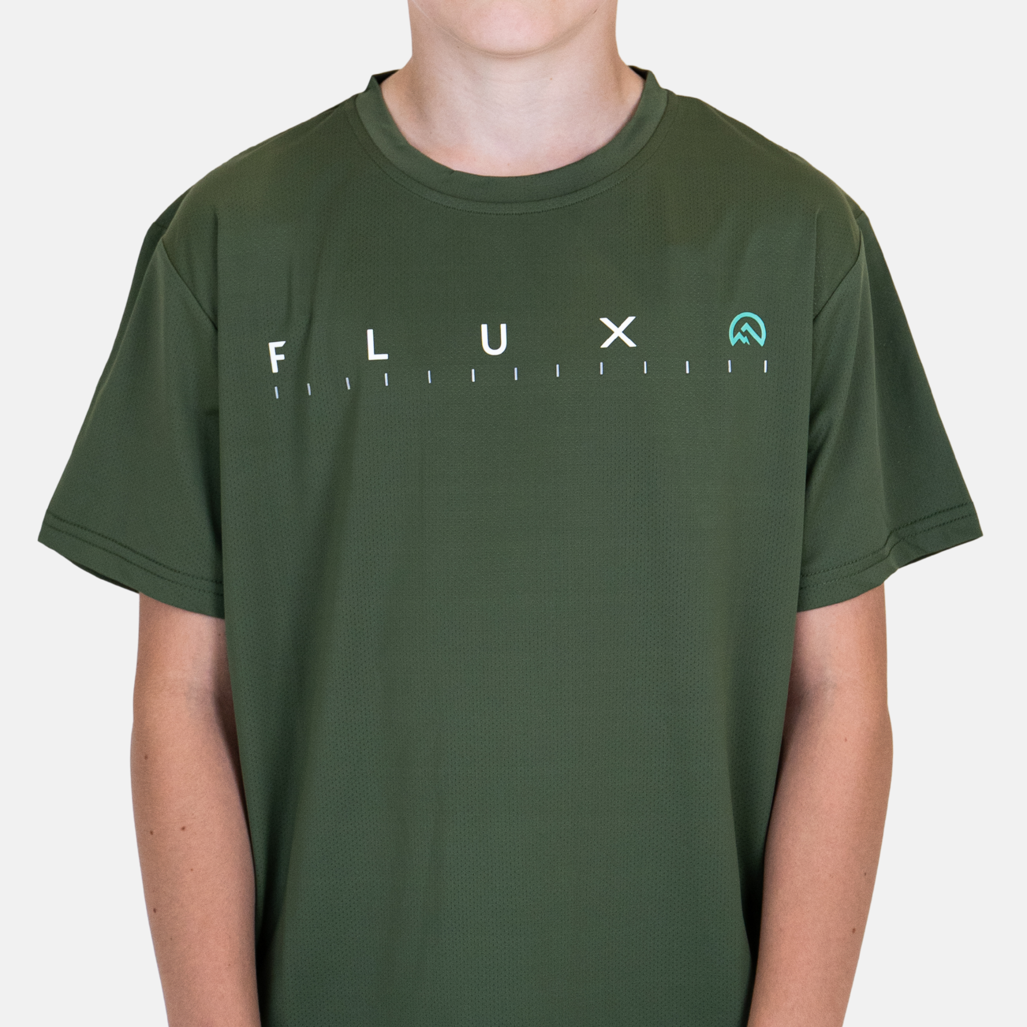 Flux Junior Graphic Logo T-Shirt - Khaki/Alkaline