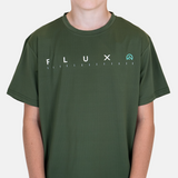 Flux Junior Graphic Logo T-Shirt - Khaki/Alkaline