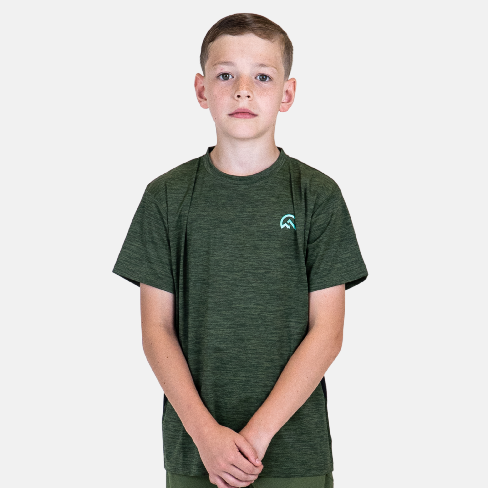 Flux Junior Marl Logo T-Shirt - Khaki/Alkaline