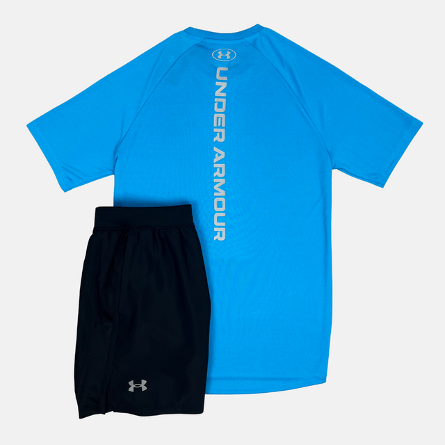 Under Armour Tech Reflect Tshirt / Shorts Set - Blue/Black