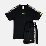 Nike Repeat Logo T-Shirt Short Set - Black / Neon