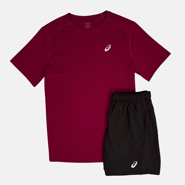 Asics Core T-Shirt / Shorts Set - Burgundy