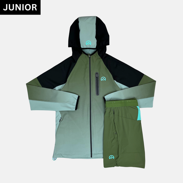 Flux Junior Gradient Jacket / Versatility Shorts Set - Khaki/Alkaline