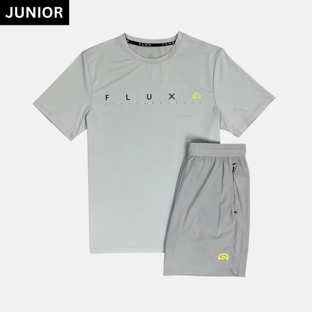 Flux Junior Graphic T-Shirt / Versatility Shorts Set - Silver/Neon