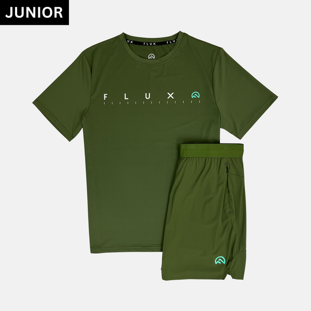 Flux Junior Graphic T-Shirt / Versatility Shorts Set - Khaki/Alkaline