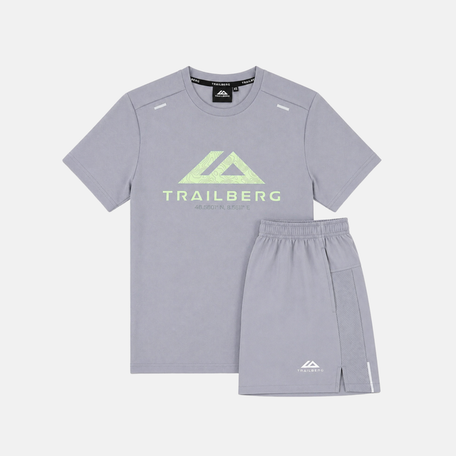 Trailberg Boys Flex T-Shirt / Shorts Set - Moon Grey