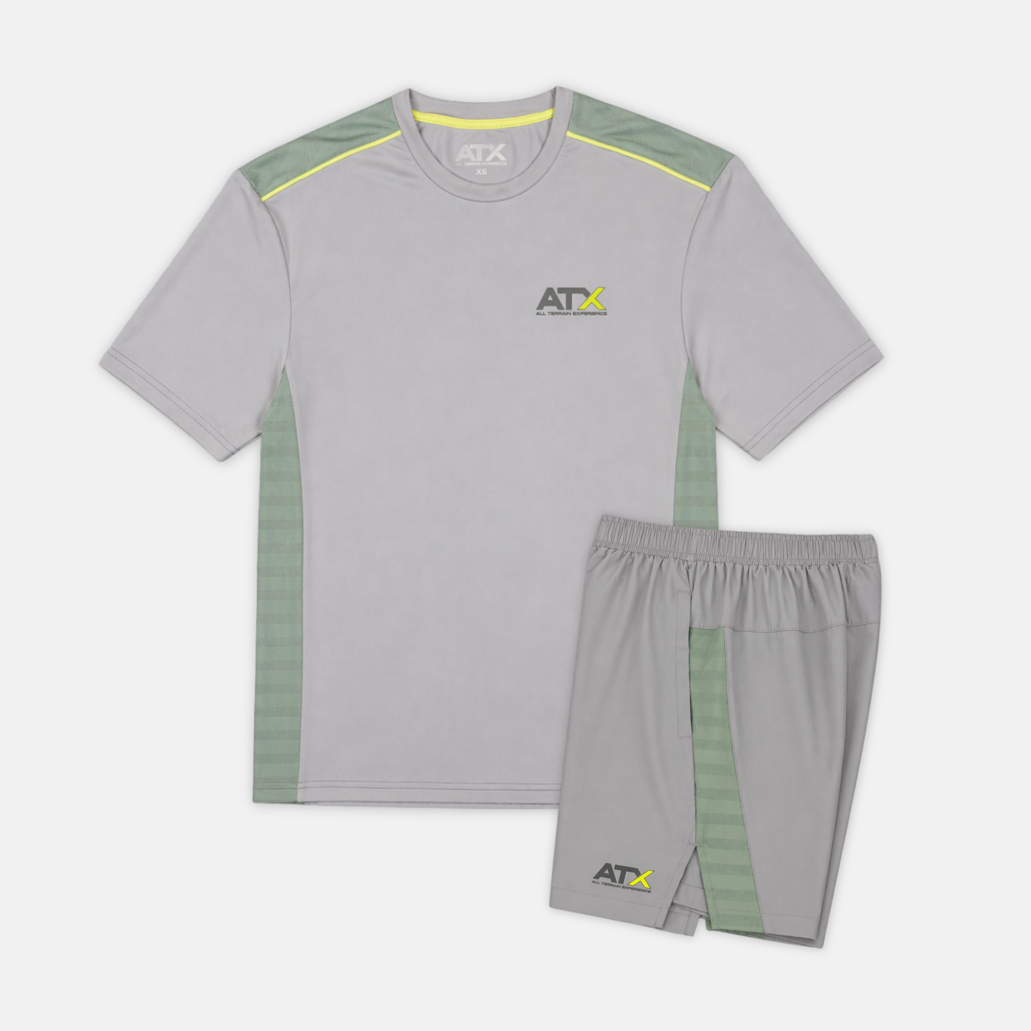ATX Junior Cascade T-Shirt / Shorts Set - Grey/Green