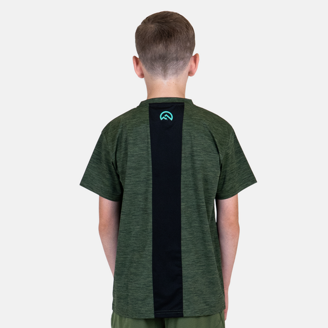 Flux Junior Marl Logo T-Shirt - Khaki/Alkaline