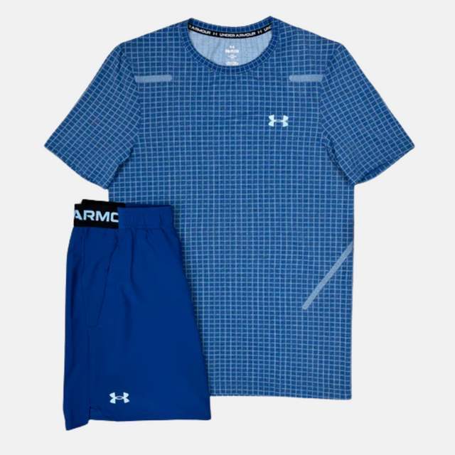 Under Armour Seamless Grid T-Shirt/Shorts Set - Varsity Blue