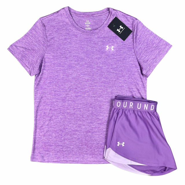 Under Armour Women's Tech T Shirt Play Up Shorts Set - Lilac