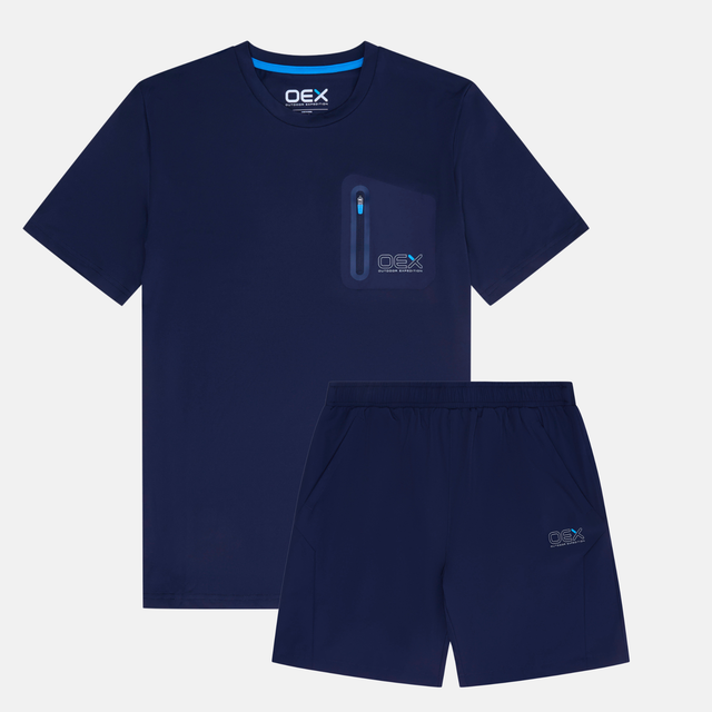 OEX Braemar T-Shirt / Shorts Set - Navy