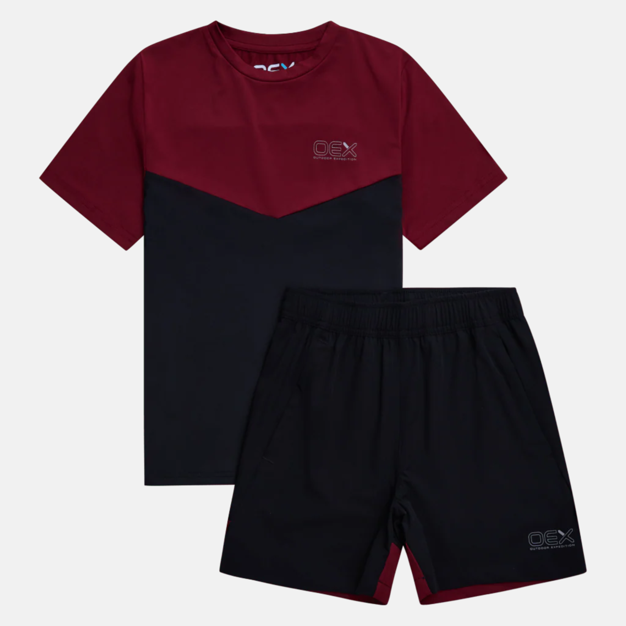 OEX Junior Flynn T-shirt / Shorts Set - Red/Black