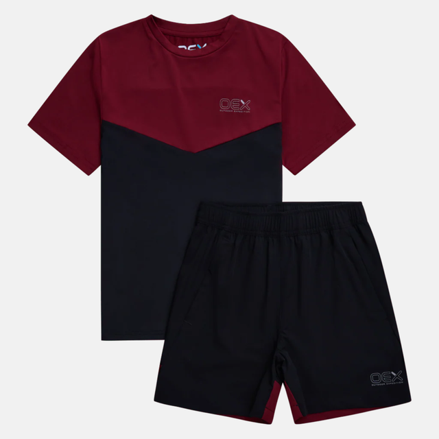 OEX Junior Flynn T-shirt / Shorts Set - Red/Black
