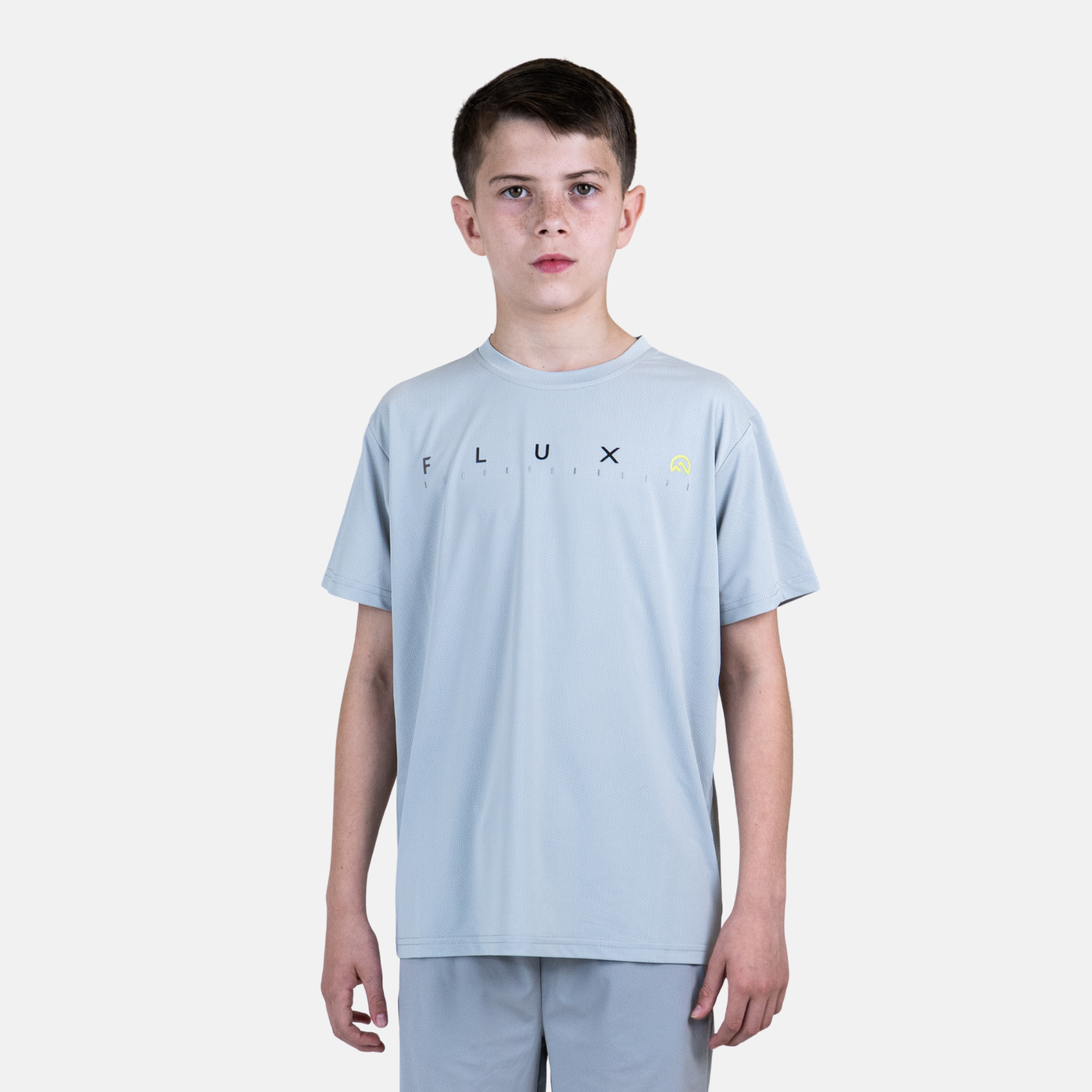 Flux Junior Graphic T-Shirt / Versatility Shorts Set - Silver/Neon