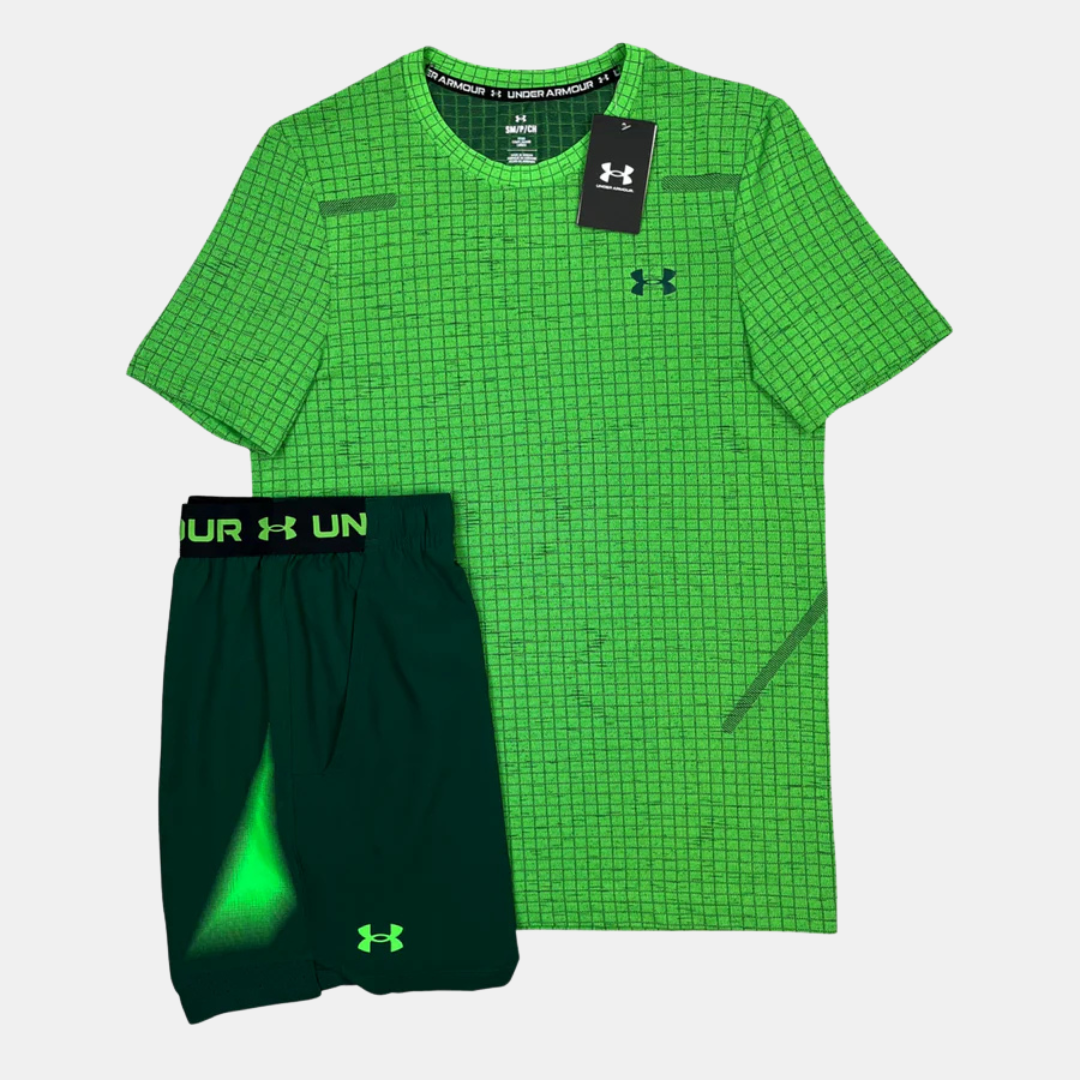 Under Armour Seamless Grid Tshirt / Shorts Set - Green