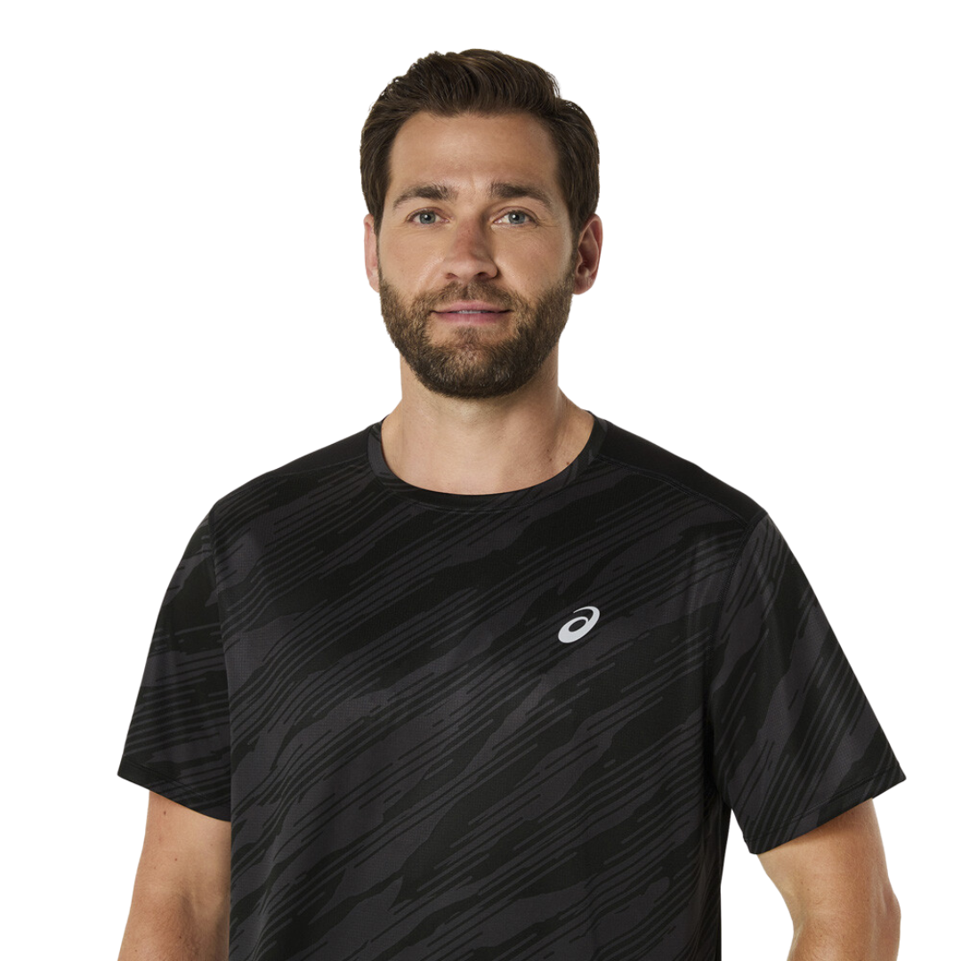 Asics Print T-Shirt / Shorts Set - Black/Grey