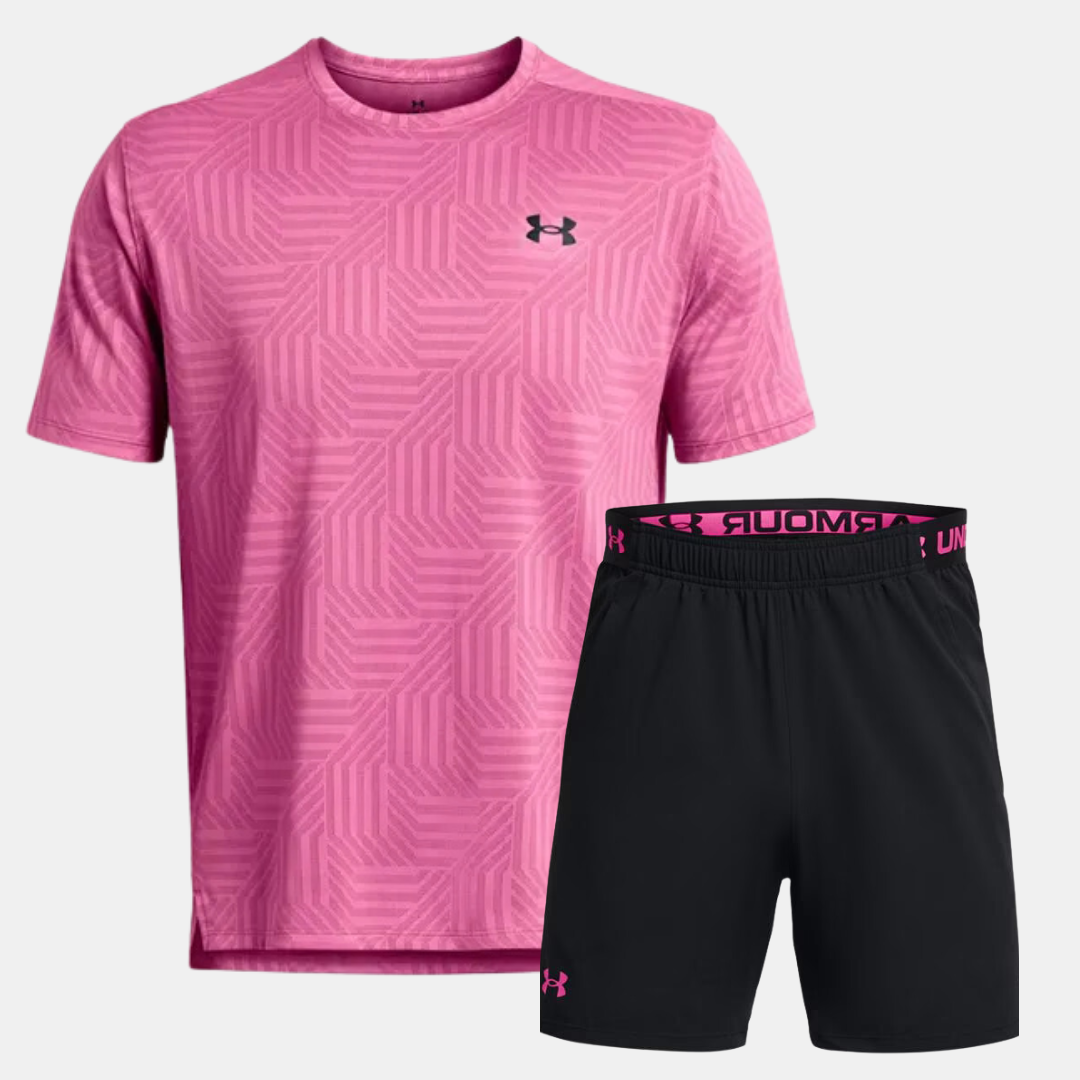 Under Armour Geotessa Tshirt / Shorts Set - Pink