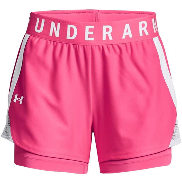 UNDER ARMOUR WOMEN'S PLAY UP 2-IN-1 SHORTS - NEON PINK