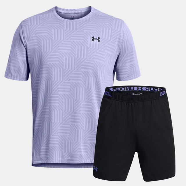 Under Armour Geotessa Tshirt / Shorts Set - Lilac Blue