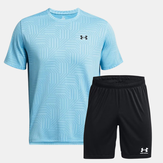 Under Armour Geotessa Tshirt / Shorts Set - Blue Black