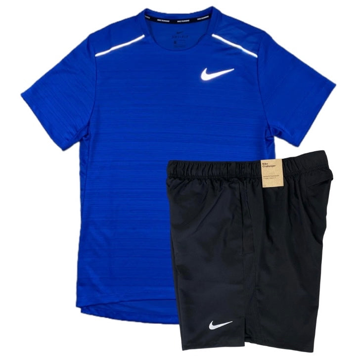 Nike miler tshirt / challenger shorts set - Royal Blue