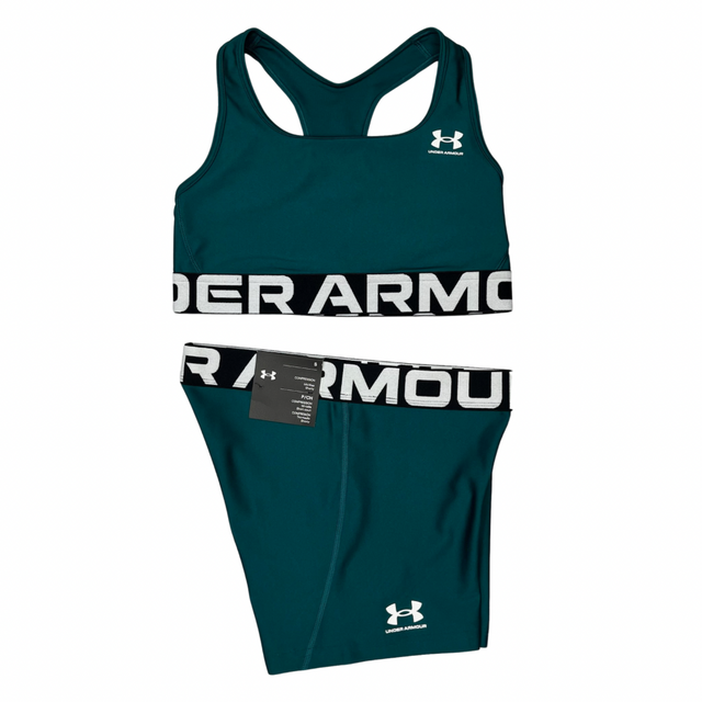 Under Armour Women's HeatGear Sports Bra Shorts Set - Teal