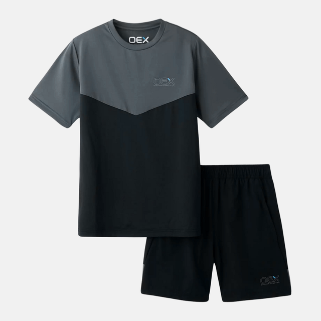 OEX Junior Flynn T-shirt / Shorts Set - Charcoal/Black