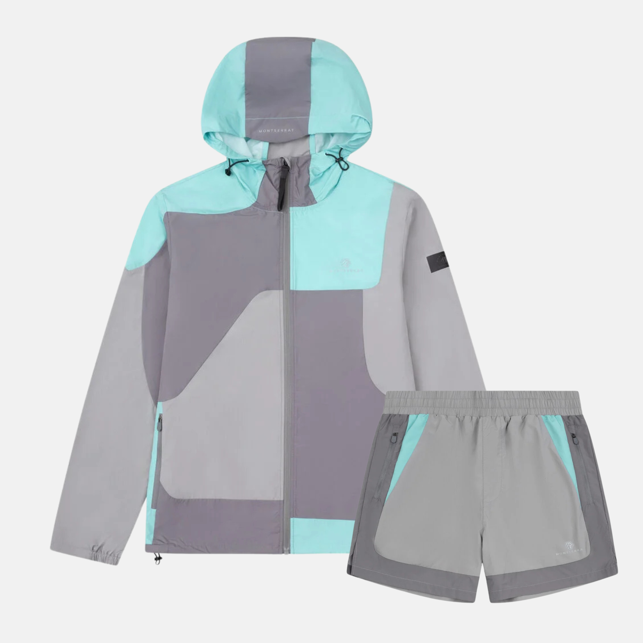 Montserrat Geo Tracktop / Shorts Set - Cool Grey/Mint