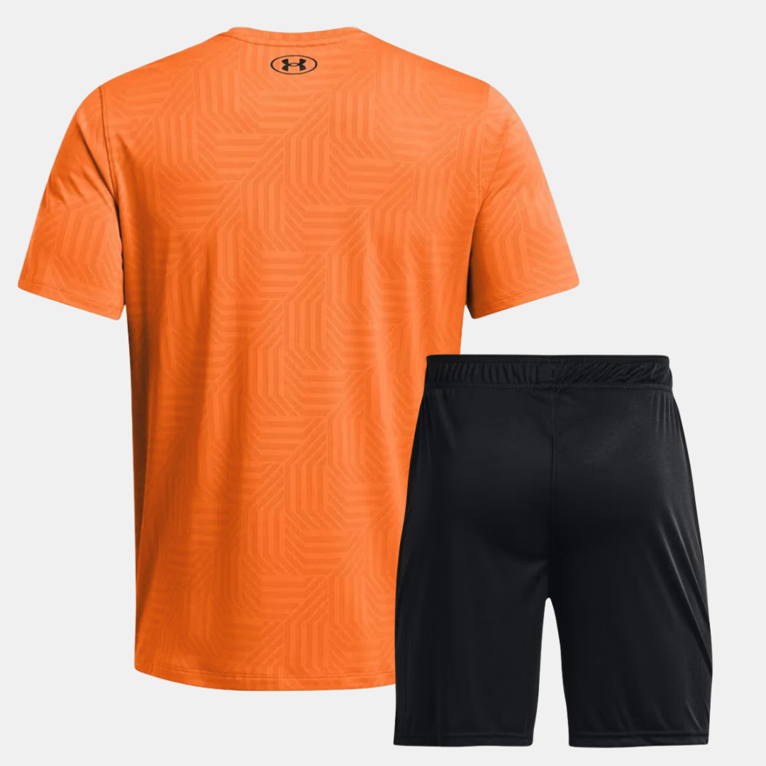 Under Armour Geotessa Tshirt / Shorts Set - Orange Black