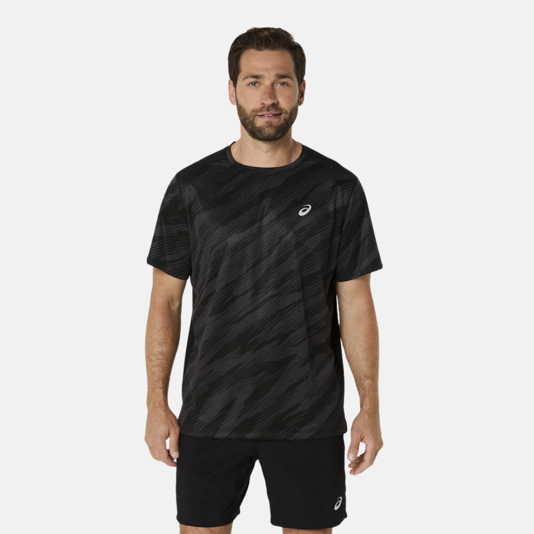 Asics Print T-Shirt / Shorts Set - Black/Grey