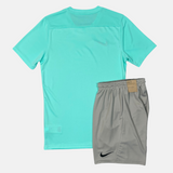 Nike Dri-Fit Tshirt / Shorts Set - Hyper Turquoise / Grey