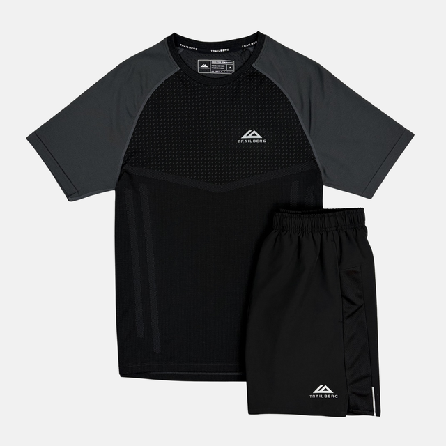 Trailberg Rapid Seamless T-Shirt / Shorts Set - Black/Volcano Grey