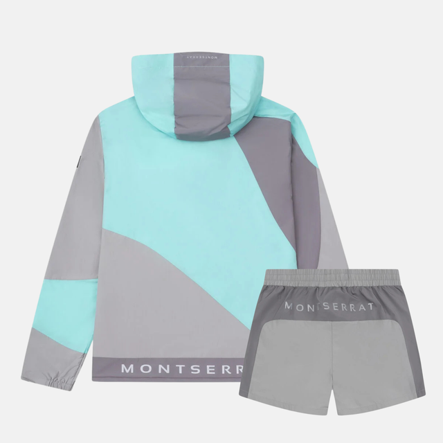 Montserrat Geo Tracktop / Shorts Set - Cool Grey/Mint