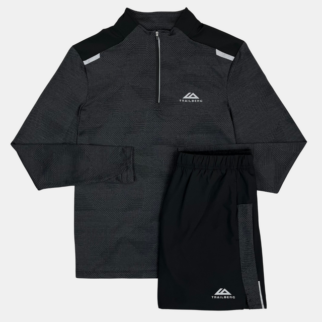 Trailberg Dimension 1/4 Zip / Shorts Set - Black/Grey