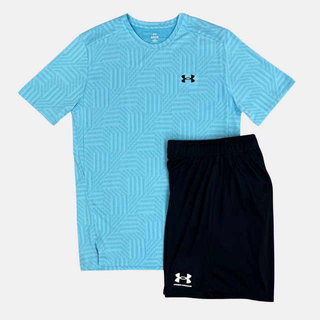 Under Armour Geotessa Tshirt / Shorts Set - Blue Black