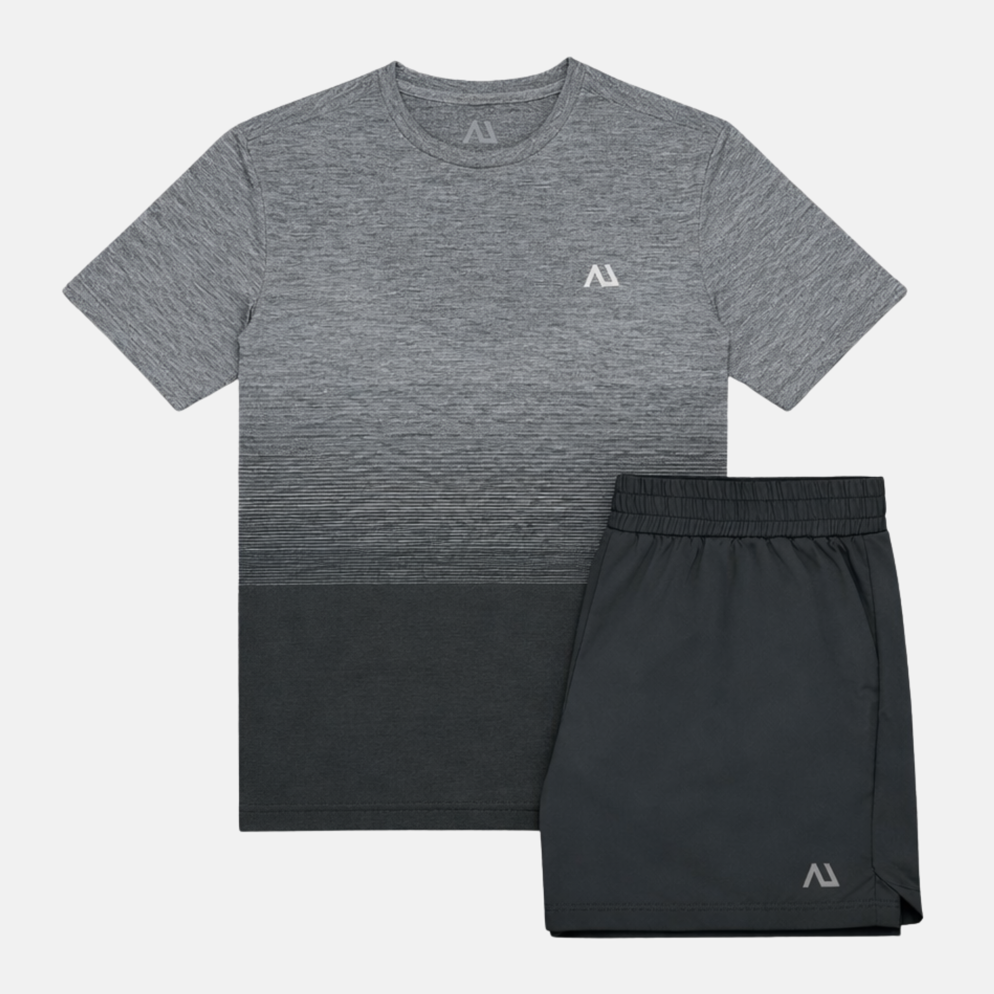 Agaru Gradient Seamless T-Shirt / Shorts Set - Slate Grey/Black